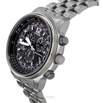 Montre pour homme Citizen Promaster Sky avec chronographe radiocommandé en acier inoxydable et cadran noir Eco-Drive CB5860-86E