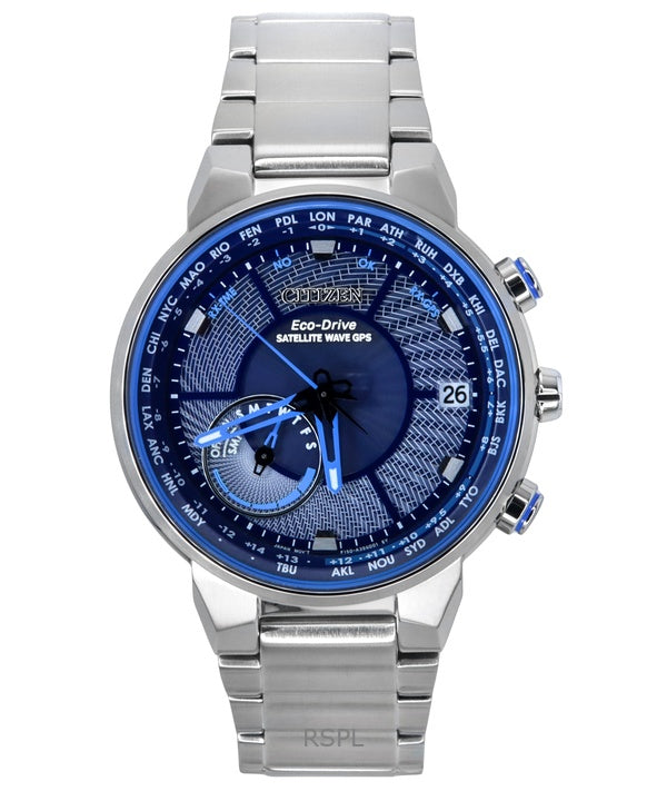 Montre Citizen Eco-Drive Perpetual Satellite GPS en acier inoxydable, cadran bleu CC3030-53L, 100 m
