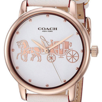 Montre femme Coach Grand cadran blanc en acier inoxydable ton or rose Quartz 14502973