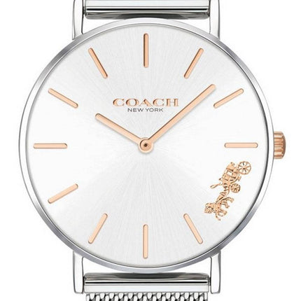 Montre femme Coach Perry cadran argentÃ© en acier inoxydable maille quartz 14503124