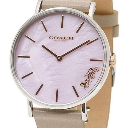 Coach Perry Lilac Nacre Cadran Bracelet Cuir Quartz 14503245 Montre Femme