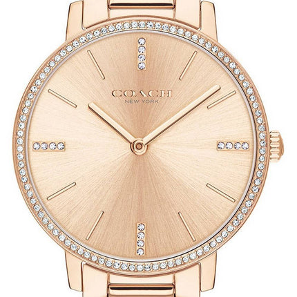 Montre femme Coach Audrey Crystal Accents en acier inoxydable ton or rose 14503479