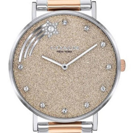 Coach Perry Brown Dial Two Tone Acier Inoxydable Quartz 14503522 Montre Femme