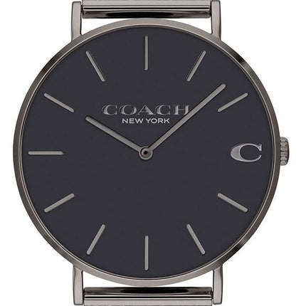 Montre pour homme Coach Charles cadran noir en acier inoxydable maille quartz 14602145
