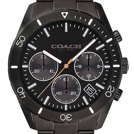 Montre pour homme Coach Thompson cadran noir en acier inoxydable chronographe à quartz 14602386