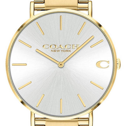 Montre pour homme Coach Charles cadran argenté en acier inoxydable ton or 14602430