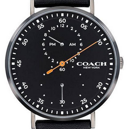 Coach Charles cadran noir bracelet en cuir quartz 14602476 montre homme