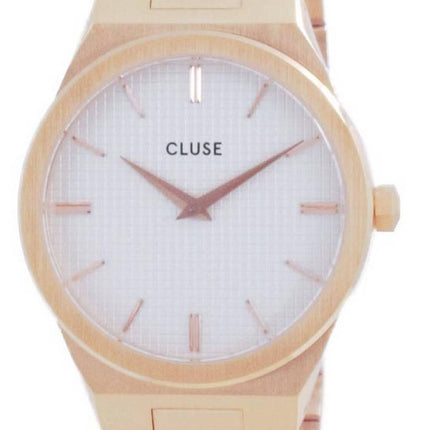 Montre pour femme Cluse Vigoureux H-Link cadran blanc en acier inoxydable ton or rose quartz CW0101210001