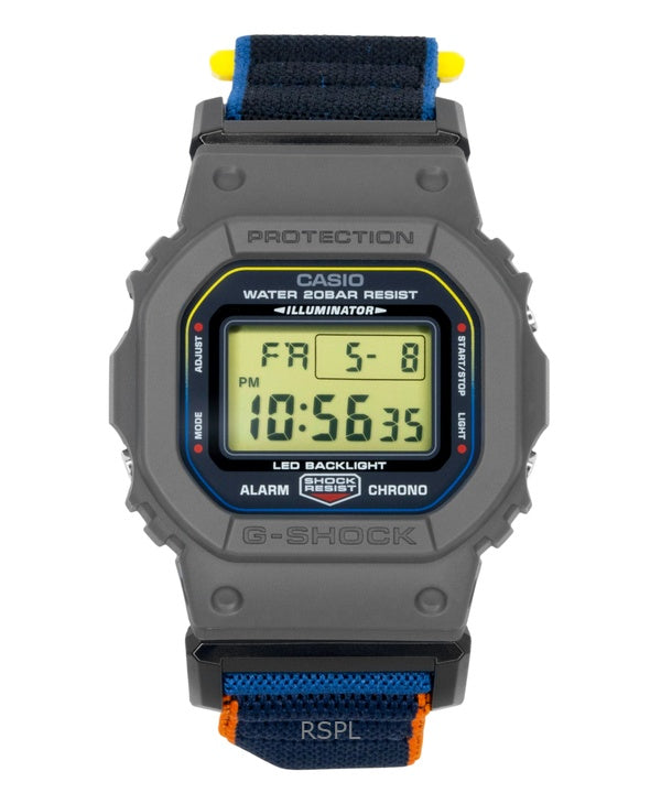 Montre homme Casio G-Shock DW-5600MNC-8A2 à bracelet textile, mouvement à quartz numérique et étanche à 200 m.