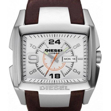 Diesel Bugout Silver Dial cuir marron WR100M DZ1273 montre homme