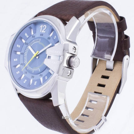 Montre diesel Mega chef Quartz bleu cuir marron DZ1399 hommes cadran