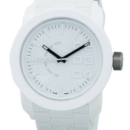 Diesel Double vers le bas de cadran blanc en caoutchouc sangle DZ1436 montre homme