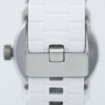 Diesel Double vers le bas de cadran blanc en caoutchouc sangle DZ1436 montre homme