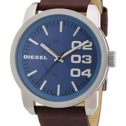Diesel pas si base Quartz bleu en cuir brun DZ1512 hommes cadran montre