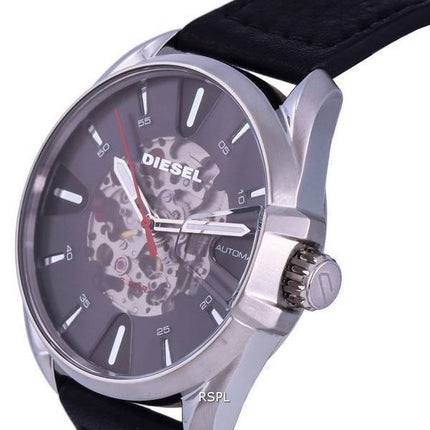 Montre Homme Diesel MS9 Squelette Bracelet Cuir Cadran Noir Automatique DZ1966