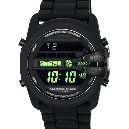 Diesel Master Chief Bracelet en silicone numérique Cadran noir Quartz DZ2158 Montre pour homme