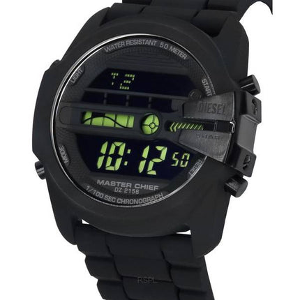 Diesel Master Chief Bracelet en silicone numérique Cadran noir Quartz DZ2158 Montre pour homme