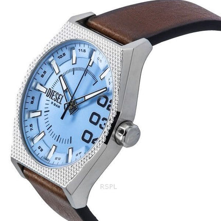 Montre pour homme Diesel Scraper avec bracelet en cuir et cadran bleu à quartz DZ2174