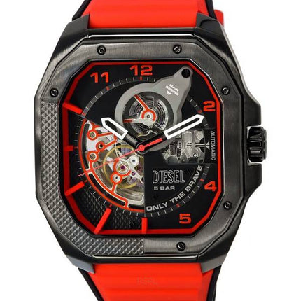 Diesel écorché bracelet en silicone cœur ouvert cadran noir automatique DZ7469 montre pour homme