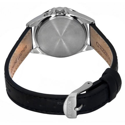 Montre Citizen radiocommandée avec bracelet en cuir et cadran blanc Eco-Drive EC1180-14A 100M pour femme