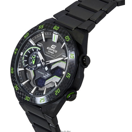 Montre homme Casio Edifice Windflow, analogique, numérique, avec bracelet en cuir noir, résistante à l&#39;eau, ECB-2200RC-1A3, 100 m