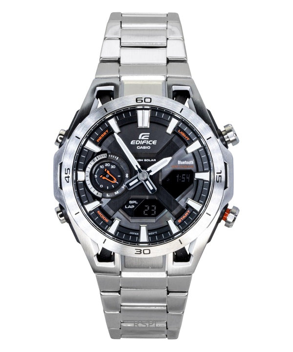 Montre homme Casio Edifice analogique-numérique avec connexion smartphone, boîtier en acier inoxydable, cadran noir, solaire, ECB-2300D-1A, étanche à 100 m
