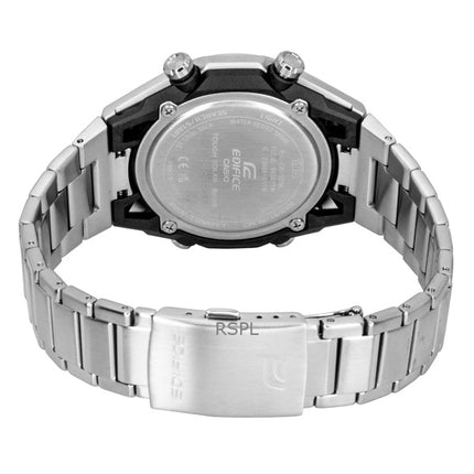 Montre homme Casio Edifice analogique-numérique en acier inoxydable, cadran bleu, solaire ECB-2300D-2A, étanche à 100 m