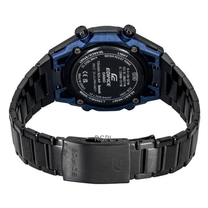 Montre homme Casio Edifice analogique-numérique en acier inoxydable, cadran noir, solaire ECB-2300DC-1A, étanche à 100 m
