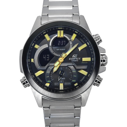Montre analogique numérique pour homme Casio Edifice avec bracelet en acier inoxydable et cadran noir à quartz ECB-30DB-1A9 100