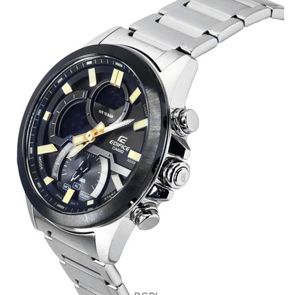 Montre analogique numérique pour homme Casio Edifice avec bracelet en acier inoxydable et cadran noir à quartz ECB-30DB-1A9 100