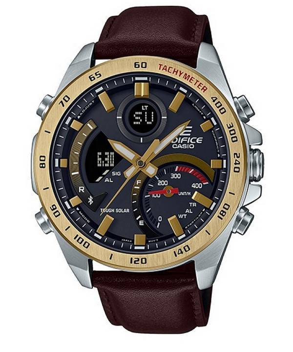 Casio Edifice Smartphone Link Chronographe Analogique Numérique Robuste Solaire ECB-900GL-1A ECB900GL-1 100M Montre Homme