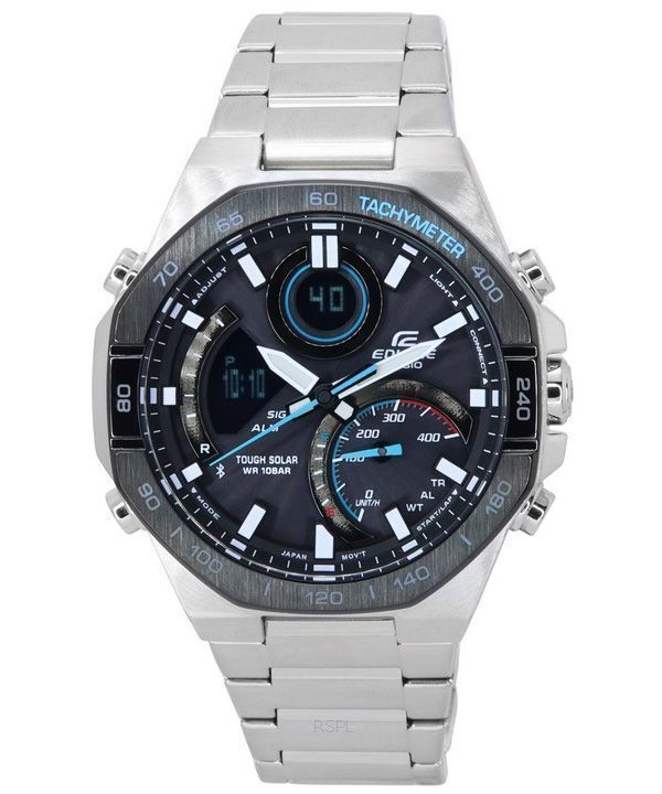Casio Edifice Mobile Link Analogique Numérique Cadran Gris Solaire ECB-950DB-1A 100M Montre Homme