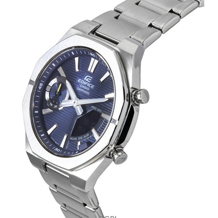 Montre homme Casio Edifice ECB-S10D-2A à quartz analogique et numérique avec bracelet en cuir et cadran bleu, 100 m