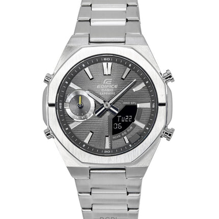Montre homme Casio Edifice ECB-S10D-8A, analogique, numérique, bracelet en acier inoxydable, cadran gris, quartz, 100 m