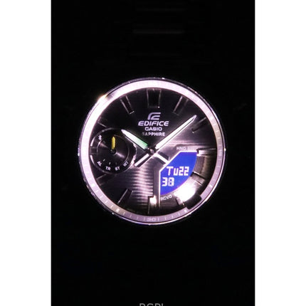 Montre homme Casio Edifice ECB-S10D-8A, analogique, numérique, bracelet en acier inoxydable, cadran gris, quartz, 100 m