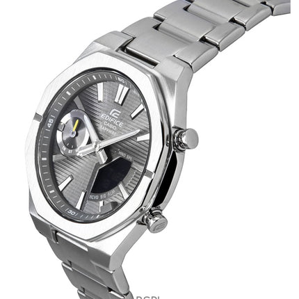 Montre homme Casio Edifice ECB-S10D-8A, analogique, numérique, bracelet en acier inoxydable, cadran gris, quartz, 100 m