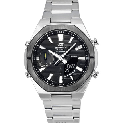 Montre homme Casio Edifice ECB-S10DB-1A, analogique, numérique, bracelet en acier inoxydable, cadran noir, quartz, 100 m