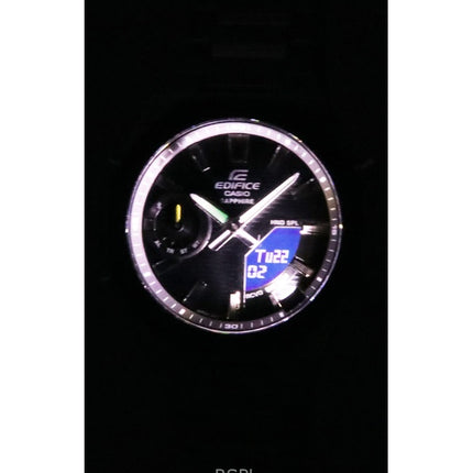 Montre homme Casio Edifice ECB-S10DB-1A, analogique, numérique, bracelet en acier inoxydable, cadran noir, quartz, 100 m