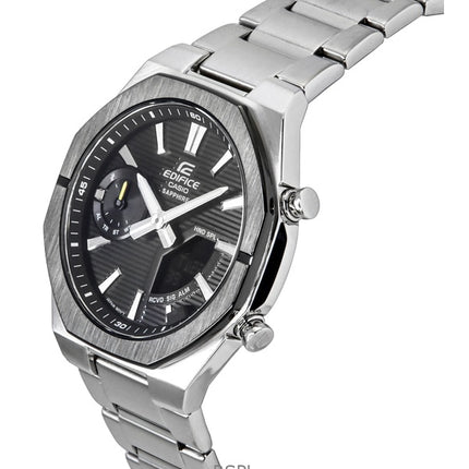 Montre homme Casio Edifice ECB-S10DB-1A, analogique, numérique, bracelet en acier inoxydable, cadran noir, quartz, 100 m