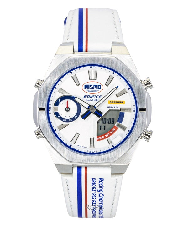Montre homme Casio Edifice analogique-numérique NISMO Heritage Edition avec connexion smartphone, cadran argenté, mouvement à quartz ECB-S10NIS-7A, étanche à 100 m