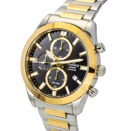 Montre homme Casio Edifice Chronographe Analogique Bicolore Acier Inoxydable Cadran Noir Quartz EFB-710SG-1AV 100M