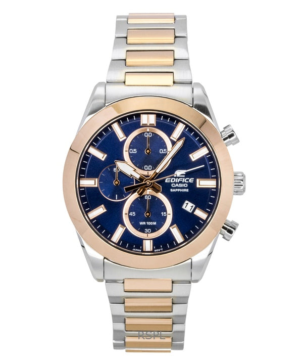 Montre homme Casio Edifice Chronographe Analogique Bicolore Acier Inoxydable Cadran Bleu Quartz EFB-710SG-2AV 100M