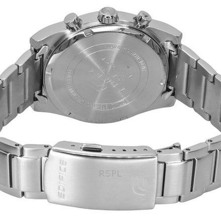 Montre chronographe analogique Casio Edifice en acier inoxydable avec cadran noir et quartz EFB-730D-1AV 100M pour homme