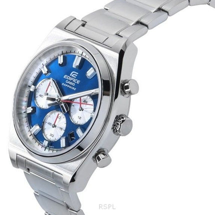 Montre chronographe analogique Casio Edifice en acier inoxydable avec cadran bleu et quartz EFB-730D-2AV 100M pour homme