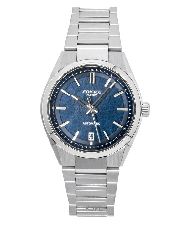 Montre homme Casio Edifice analogique en acier inoxydable forgé au carbone, cadran bleu, automatique EFK-100D-2A, étanche à 100 m