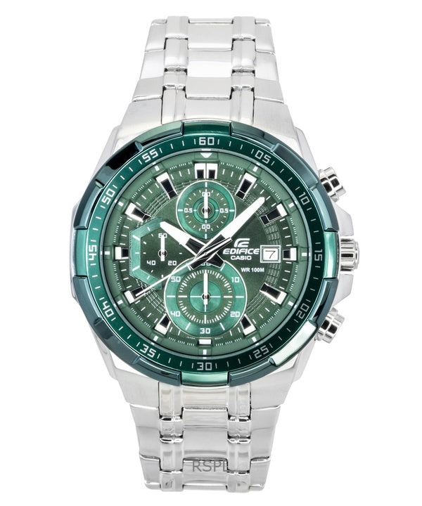 Montre homme Casio Edifice analogique standard chronographe acier inoxydable cadran vert quartz EFR-539DE-3AV 100 m