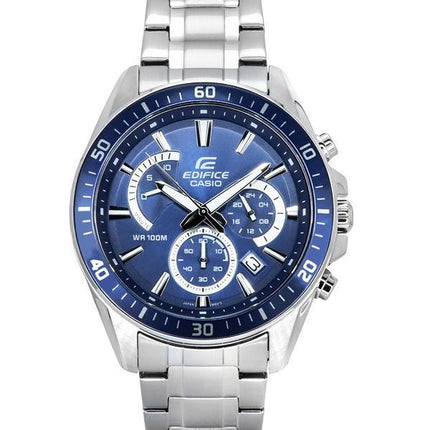 Montre pour homme Casio Edifice analogique standard chronographe en acier inoxydable cadran bleu quartz EFR-552D-2A 100M