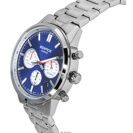 Montre homme Casio Edifice chronographe analogique en acier inoxydable, cadran bleu, quartz EFR-575D-2A, 100 m