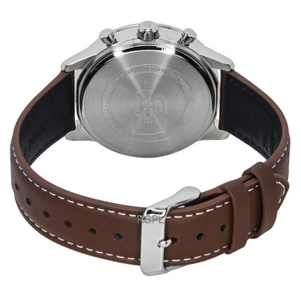 Montre chronographe analogique Casio Edifice pour homme, bracelet en cuir, cadran crème, quartz, EFR-575L-7A, 100 m