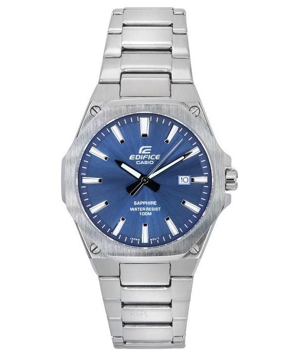 Montre pour homme Casio Edifice avec cristal saphir analogique en acier inoxydable et cadran bleu à quartz EFR-S108D-2A 100M